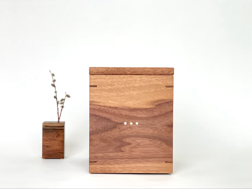 Walnut Cremation Urn with Mother of Pearl