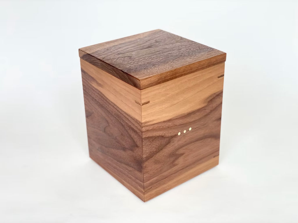 Walnut Cremation Urn with Mother of Pearl