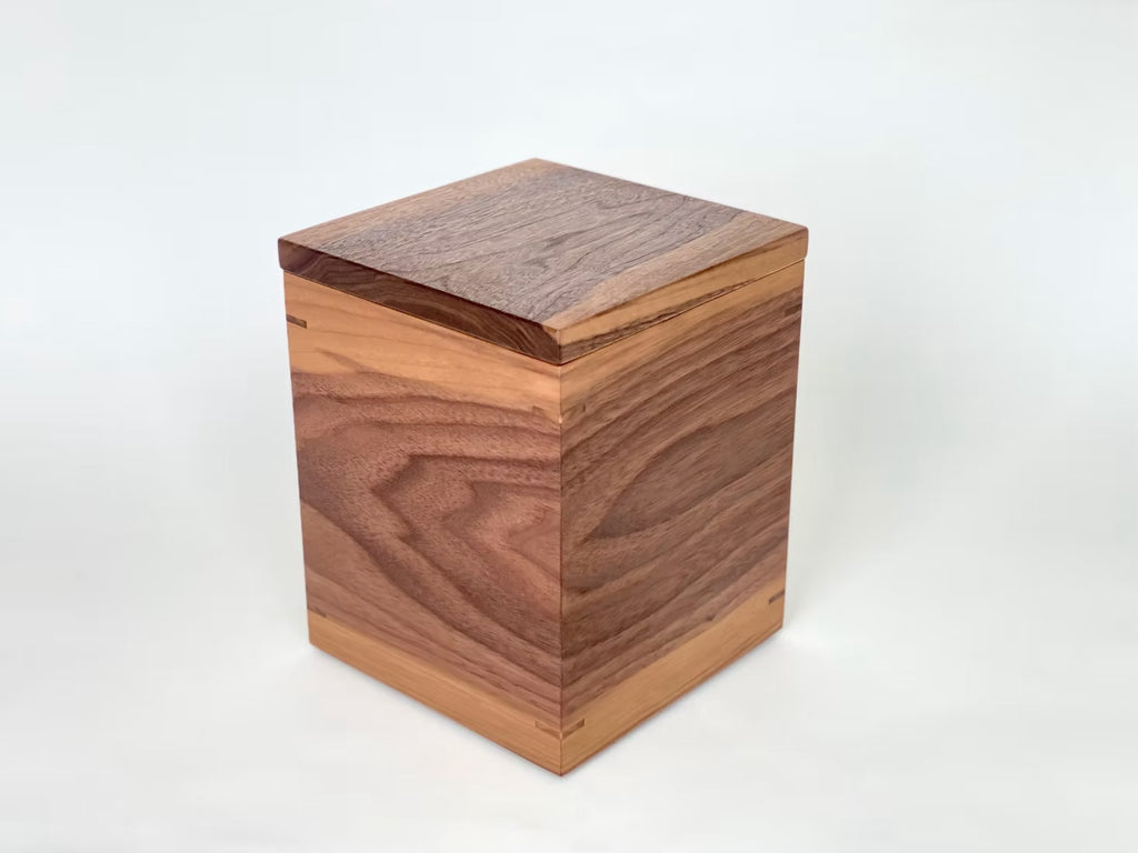 Walnut Cremation Urn with Mother of Pearl