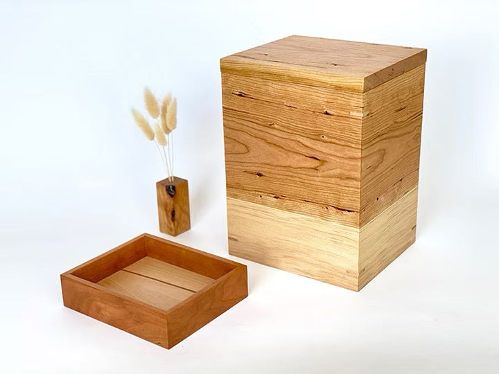 Wooden Urn with Nesting Keepsake Tray