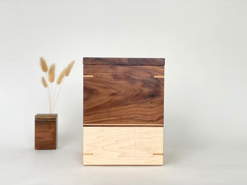 Walnut and Maple Cremation Urn