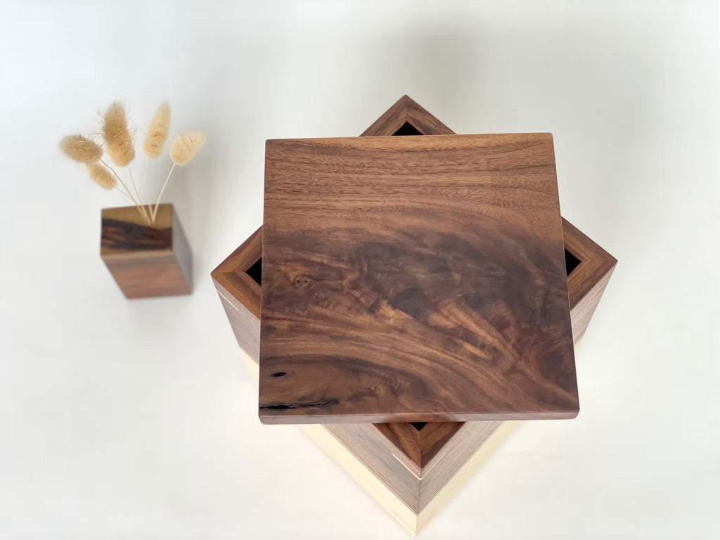 Walnut and Maple Cremation Urn