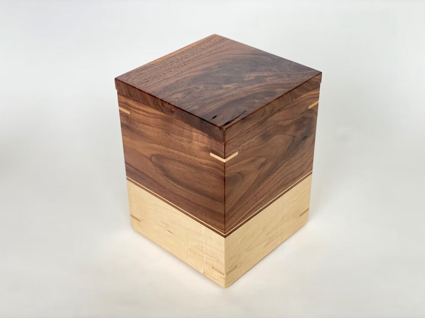 Walnut and Maple Cremation Urn