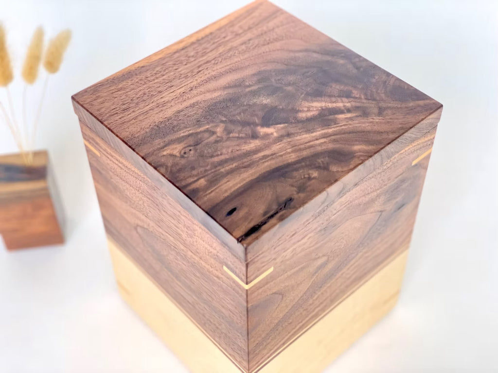 Walnut and Maple Cremation Urn